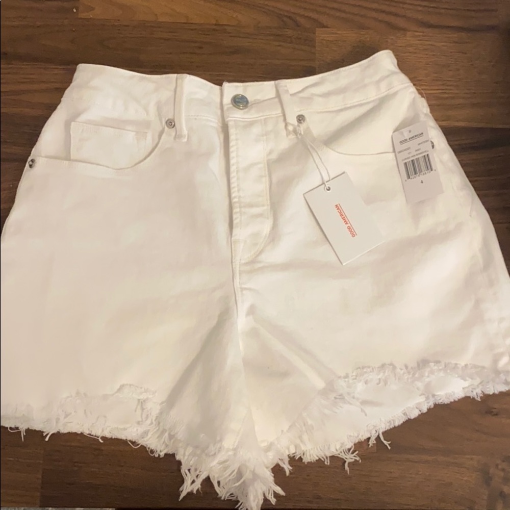 Good American White Bombshell Shorts